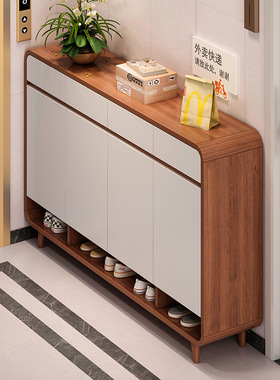 胡桃色鞋柜小户型100120140家用门口收纳玄关柜一体木色储物鞋架