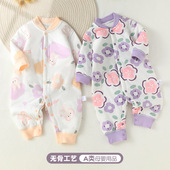 婴儿连体衣春秋40g夹棉护肚男女宝宝秋装 哈衣韩版 新生儿衣服棉服