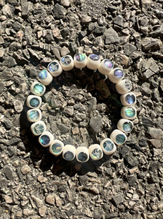 【星蚀绿】白玉菩提镶嵌七彩鲍贝手串闺蜜情侣节日礼物小众原创