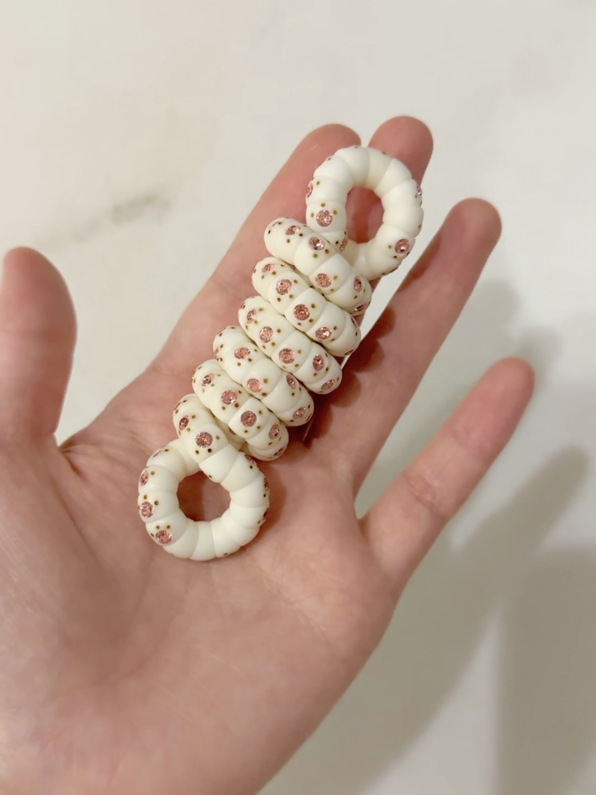 【全粉猫猫肠】白玉菩提镶嵌k9彩锆卡8小肠108颗佛珠手串送人盘玩