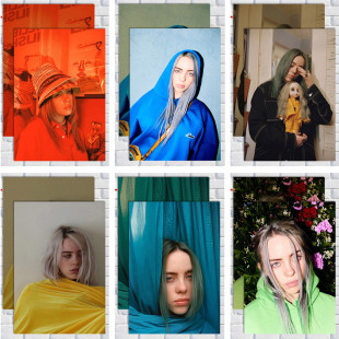 欧美流行音乐歌手明星装 Billie Eilish 碧梨海报 饰挂画贴图壁纸