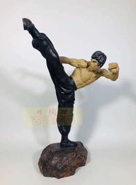 石湾公仔仿真李小龙功夫装饰摆件