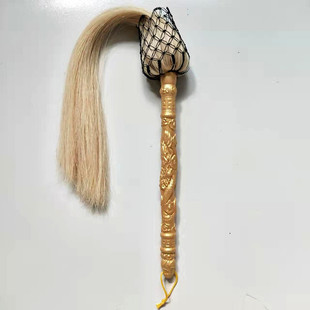 特价包邮盘龙杆武当镀金太极佛尘真马尾晨练拂尘浮尘道士蝇甩子