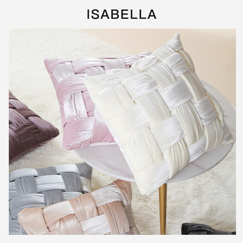 法式沙发靠垫居家抱枕粉色靠垫套