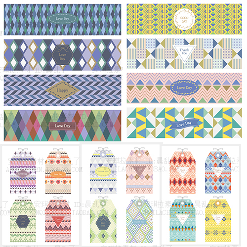 复古波斯米亚几何风图形店标书签背景矢量AI设计素材