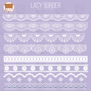 png设计素材 饰分割线边框AI 法式 白色蕾丝花边装