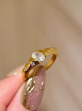 星光璀璨满天星戒指女精致优雅个性百搭S925镀银开口指环食指戒潮