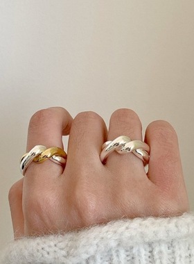 简约波浪戒指女几何线条不规则扭曲叠戴开口指环ins风网红食指戒