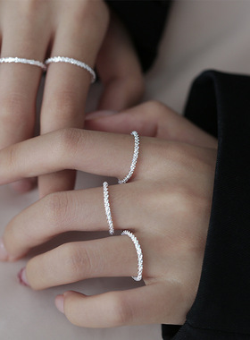 网红满天星戒指女软链条轻奢叠戴百搭指环ins风圆圈食指戒潮