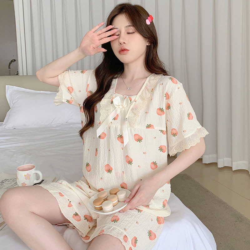 2025年新款睡衣女款夏季两件套装短袖薄款学生卡通夏款夏天家居服