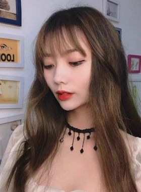 水滴黑色蕾丝性感项链女生锁骨链