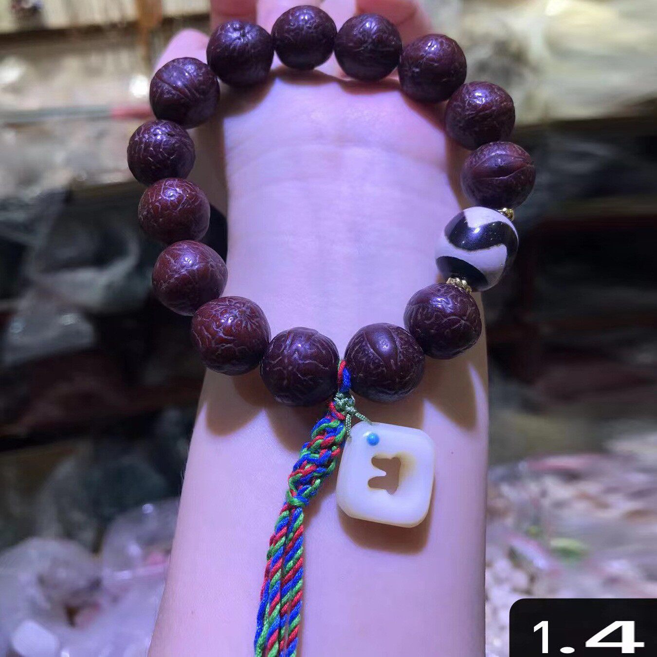 天然陈籽玉化凤眼菩提子手串手持文玩佛珠藏饰天珠念珠男女款饰品