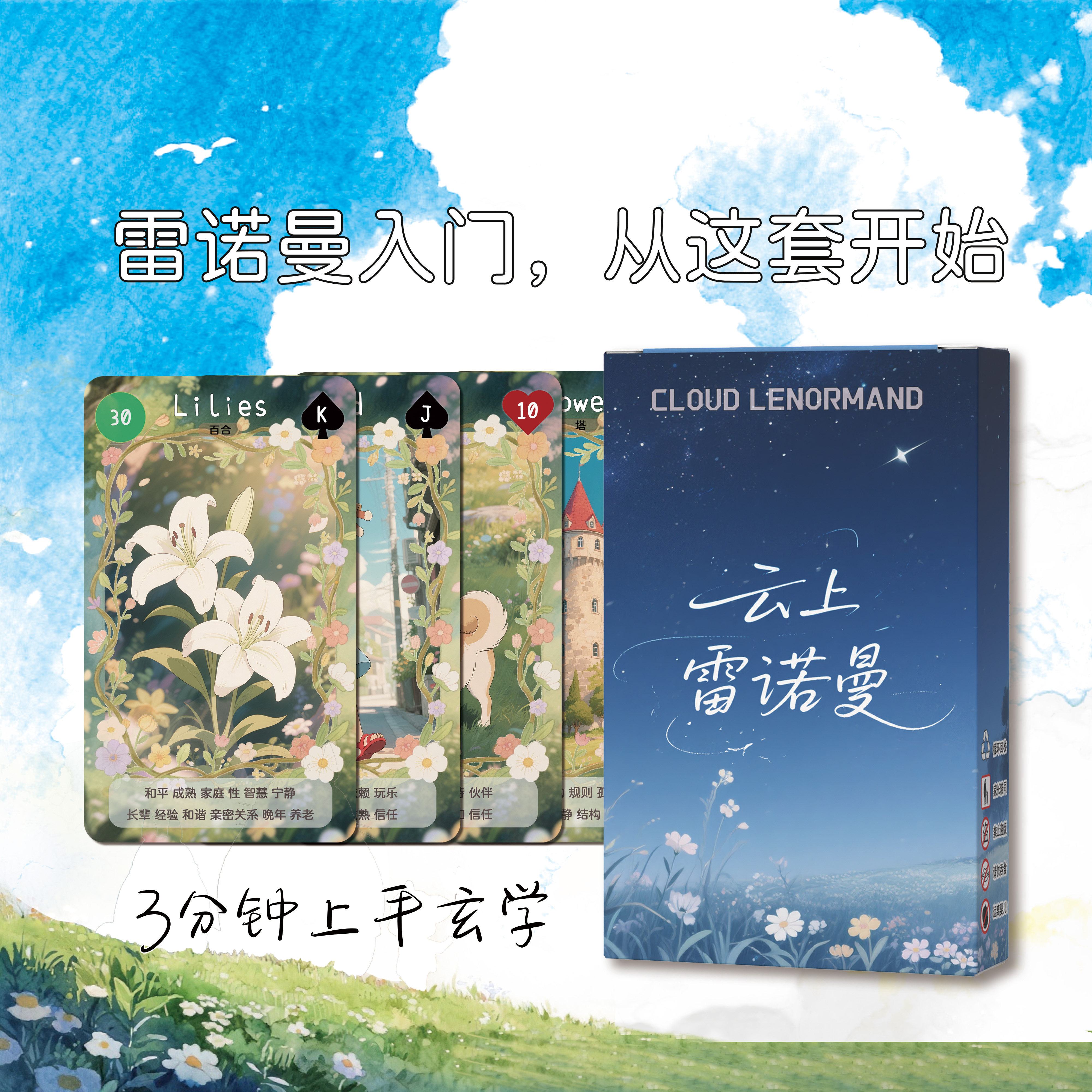 雷诺曼初学者学习入门正版老式蓝鸟卡牌利诺曼中文云上Lenormand