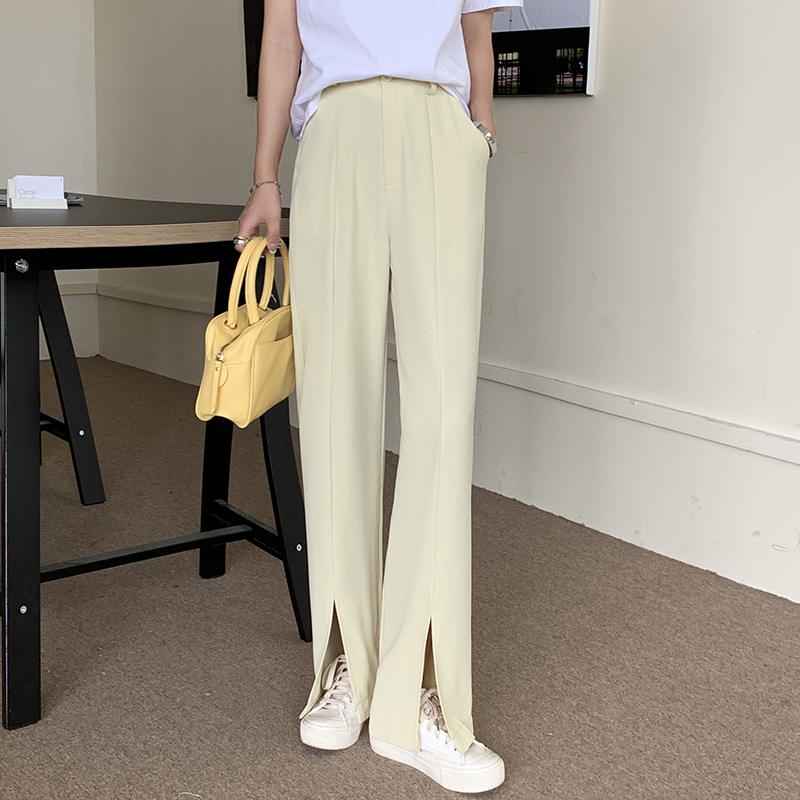 Real shot summer Korean version of new high waist slim open leg pants