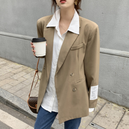 Real shot 2021 autumn leisure temperament suit coat loose and versatile shoulder pad suit real price