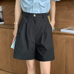 Real shot spring and summer Korean version new high waist thin versatile wide leg pants casual shorts real price