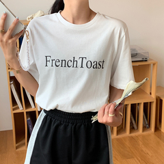 Real shot summer Korean new loose and versatile letter printed round neck short sleeve T-shirt real price