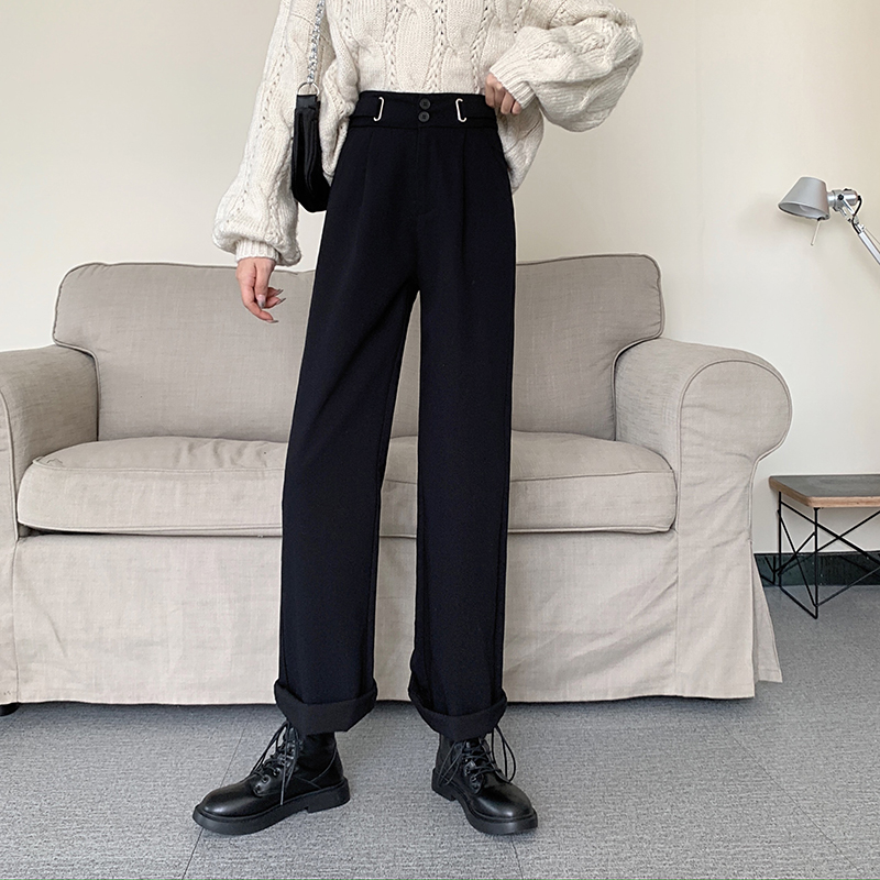 Real price of new high waisted slim elastic waist wide leg pants casual pants in autumn and winter