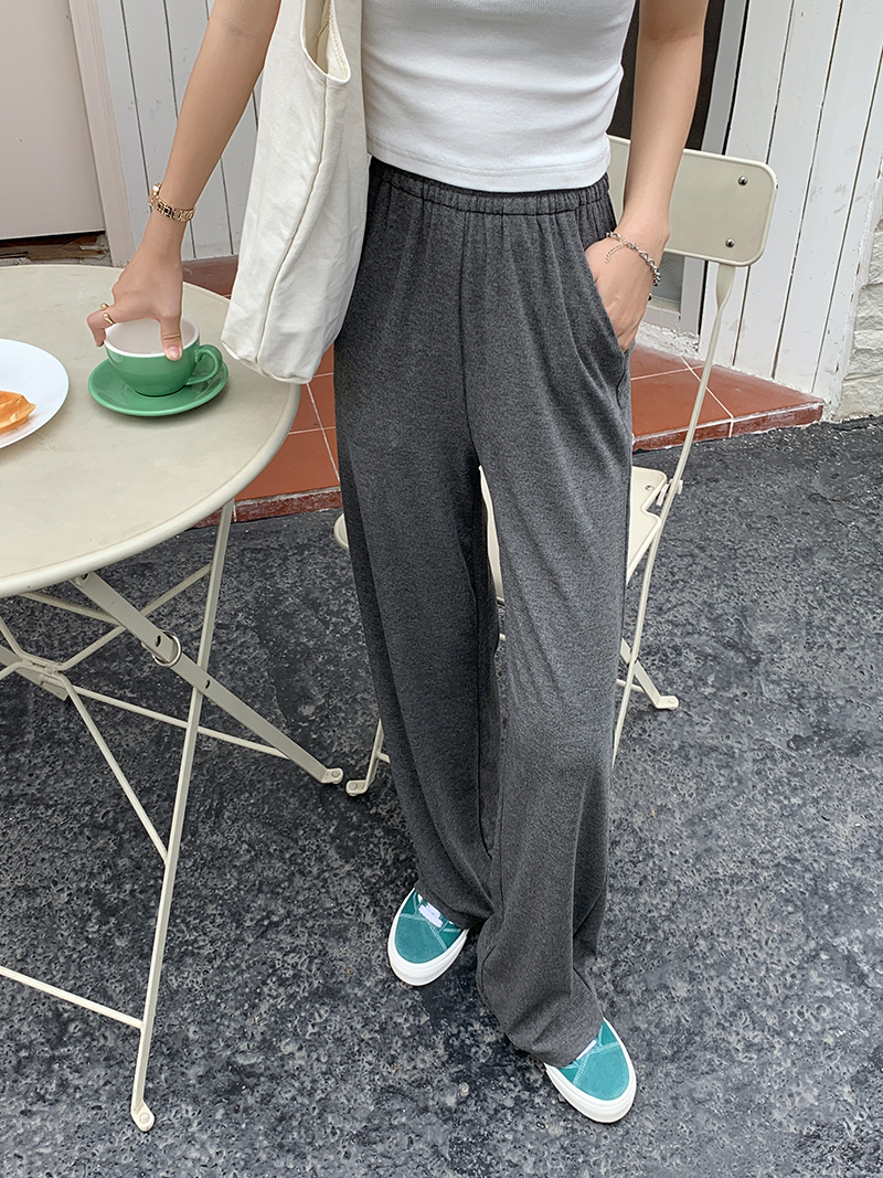 Real shot spring and summer Korean version new high waist slim drop feeling wide leg pants loose casual pants real shot