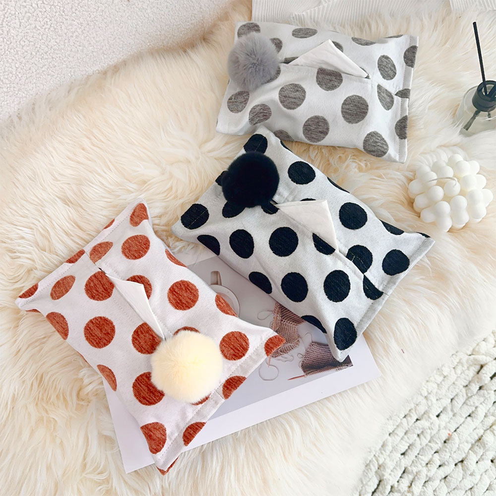 原创波点毛球纸巾盒抽纸盒收纳袋