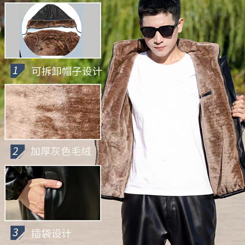 冬季加绒加厚防油防水工作服套装耐磨屠宰水产保暖皮衣防风皮裤男