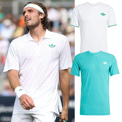 阿迪网球服三叶草男子25温网新款