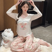 ins风甜美学生薄款 睡衣女春秋季 2025款 套装 可外穿家居服 花边长袖