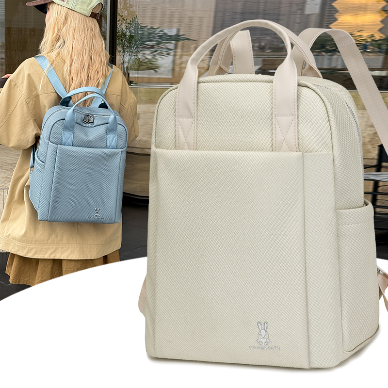 2025新款软皮书包时尚简约双肩背包女大容量商务休闲电脑包手提包