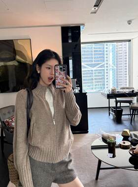 高领拉链针织毛衣女秋季新款