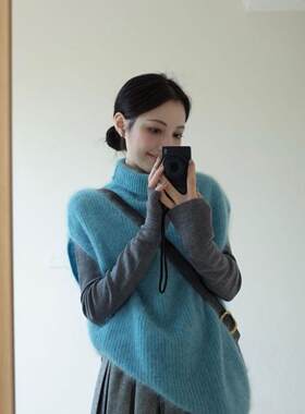 高领针织马甲女秋季打底衫上衣