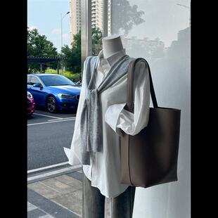 单件/套装设计感休闲百搭针织披肩女春季韩版宽松polo领纯色衬衫