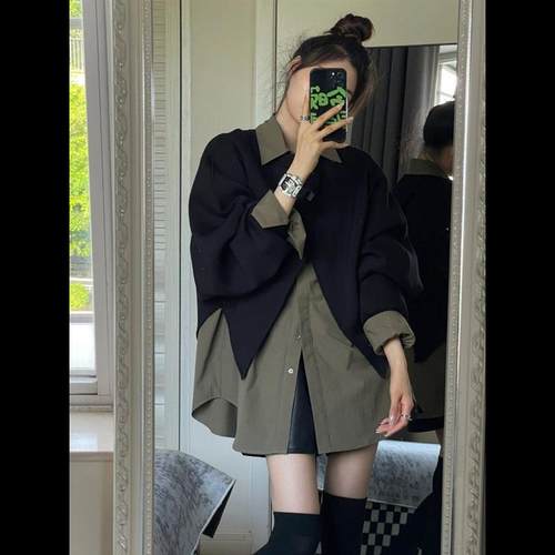 设计感不规则长袖卫衣两件套