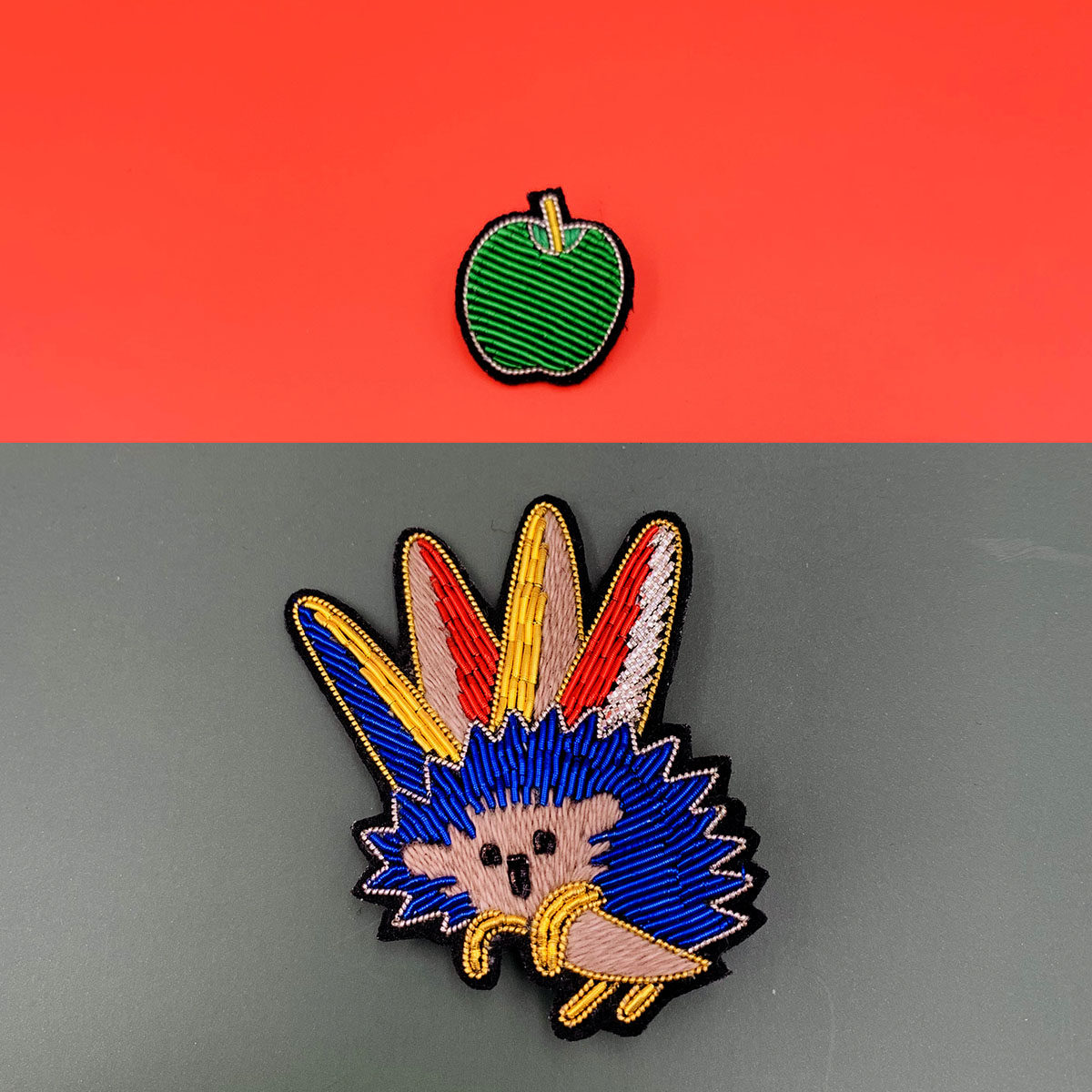 法国设计手工刺绣配饰爆发能量的可爱刺猬胸针徽章服装配饰胸章