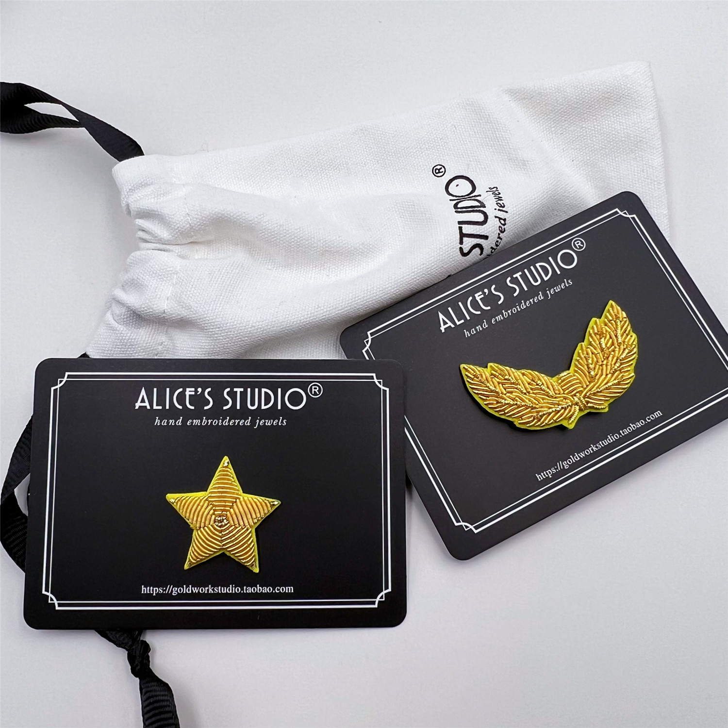 手工刺绣DIY金销绣金色松枝松托五星麦穗五角星徽章布贴制服配饰