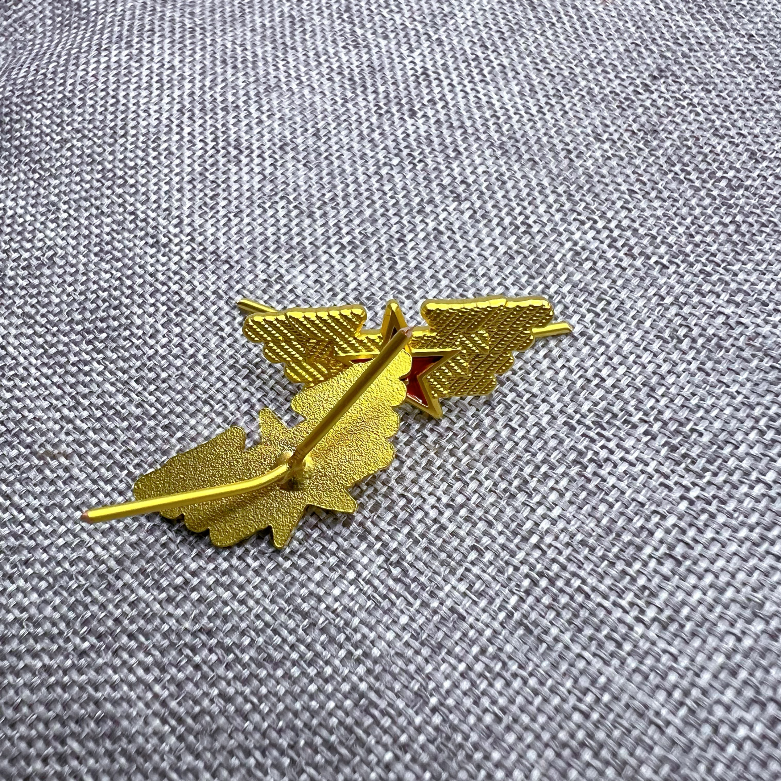 全新复刻五五式收藏精工实心空符号翅膀五星铜锌合金蓝毛呢领章
