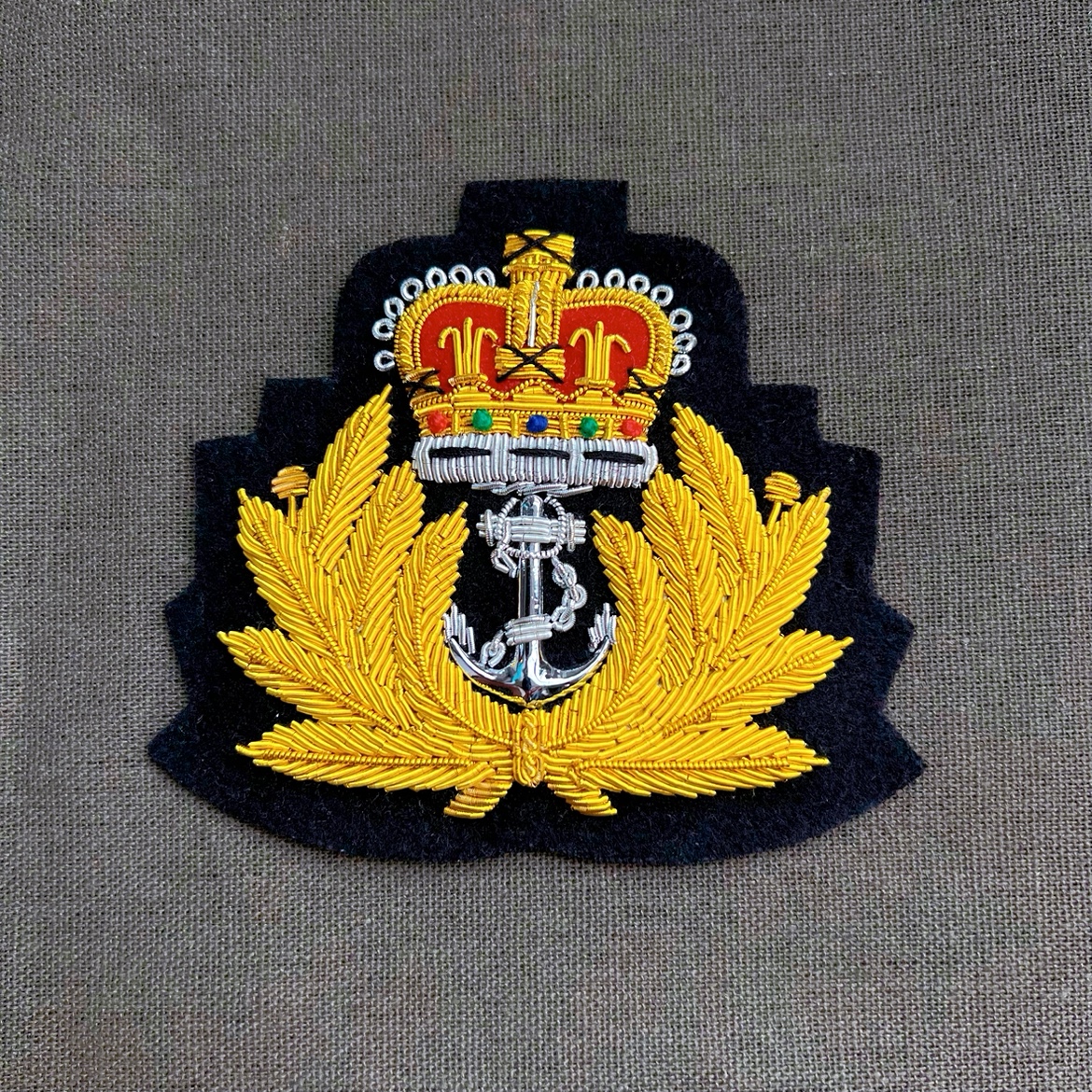 经典收藏英国皇家海军手工艺品金属丝海锚立体刺绣船长帽徽高档