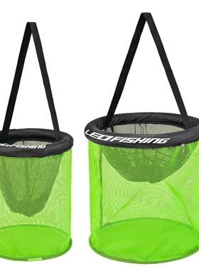 2026新款圆形浮力鱼篓鱼护可折叠野钓溪流浮水活虾篓螃蟹赶海渔具