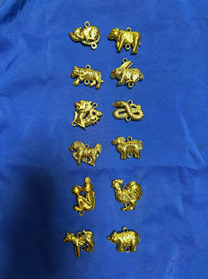 钱锁配件12生肖挂饰属相镀金材质饰品批发马蛇鼠牛虎兔龙羊猴鸡狗