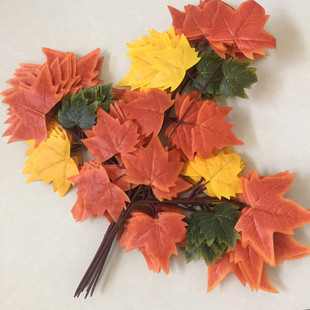 多款仿真梧桐叶法桐树叶假花树枝树藤绢布叶子秋季园林工程装饰叶