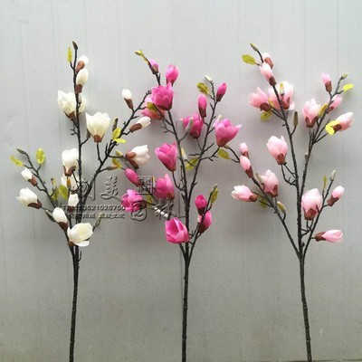 仿真玉兰花卉客厅花瓶插花摆放落地仿真花艺假绢花大枝木兰花树