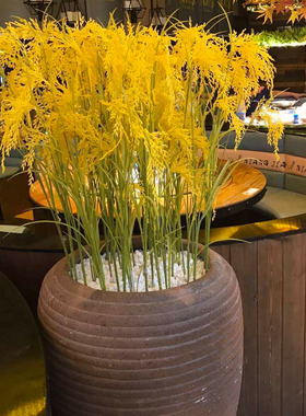 高仿真黄稻谷稻田假水稻稻穗  大麦塑料黄色摆放麦穗绢花干花花卉