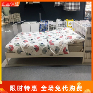 国内宜家奈斯顿 床架网红公主床铁艺单双人床白色ins简约IKEA代购