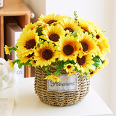 向日葵仿真花假花摆设餐桌塑料干花插花客厅绢花家居装 饰花艺摆件