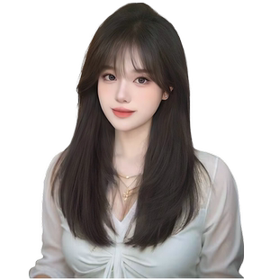 假发女长发真发全真人发无痕递针自然减龄蓬松长直发蕾丝全头套