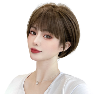 波波头假发短发女真发全头套蓬松自然双递针真人发丝光头专用整顶