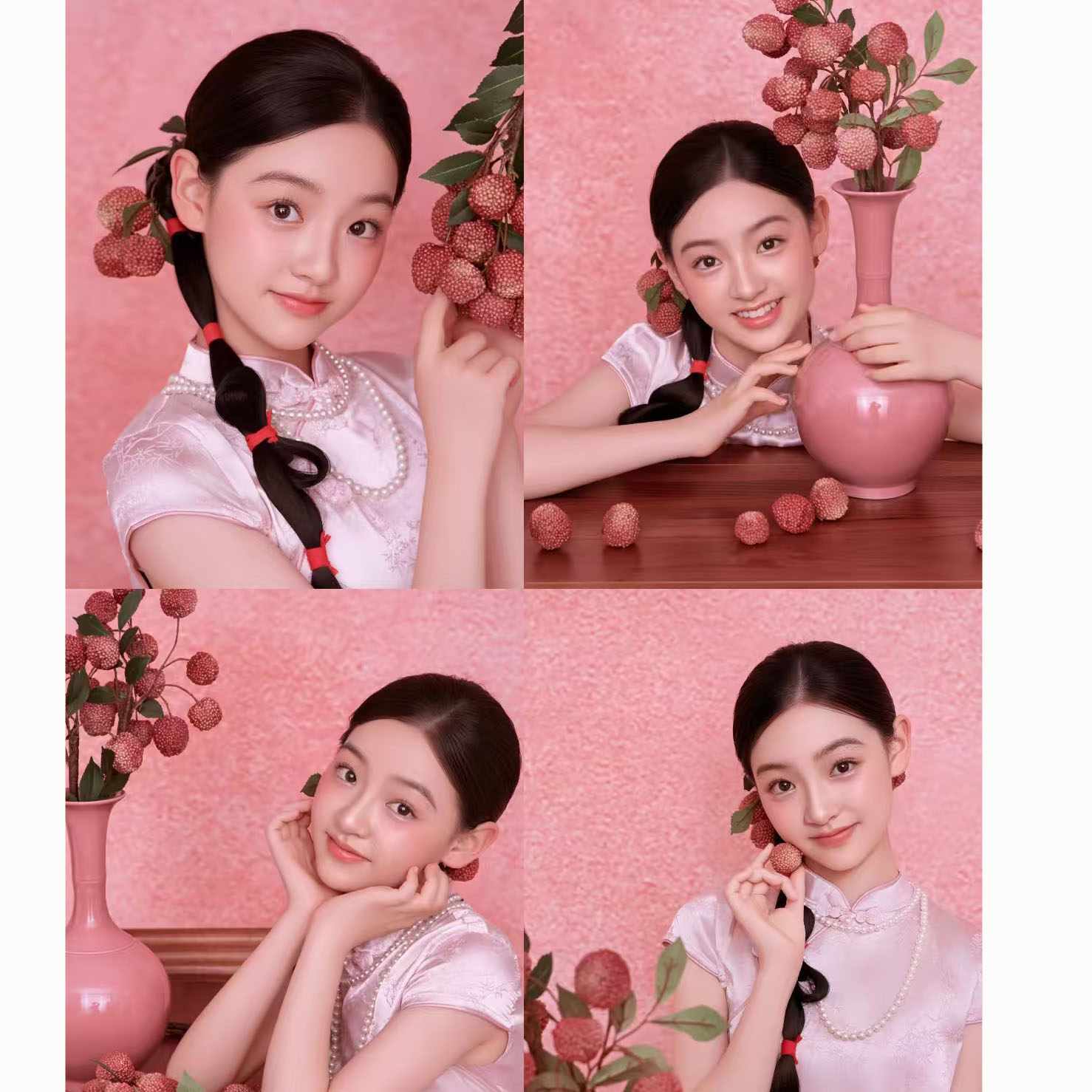 儿童摄影服装女孩粉色旗袍长安的荔枝新中式影楼拍照道具宝宝写真图片