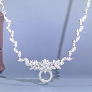18K金钻石项链女珠宝真钻翡翠吊坠彩宝高货多用调节锁骨链AU750