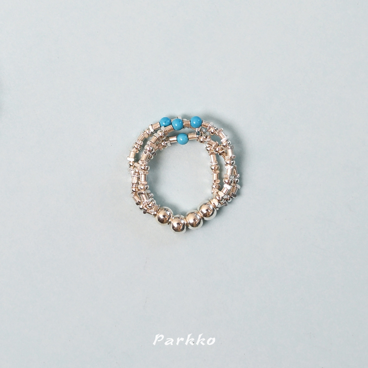 Parkko碎银蓝松石弹力戒指