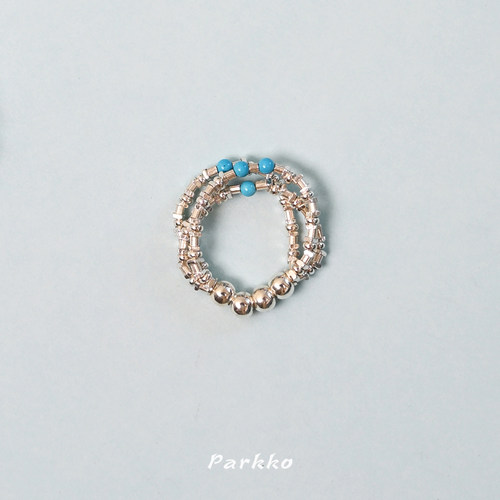 Parkko碎银蓝松石弹力戒指