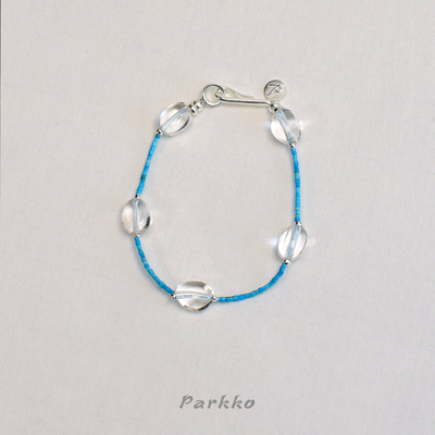 Parkko极细蓝松石白水晶手链